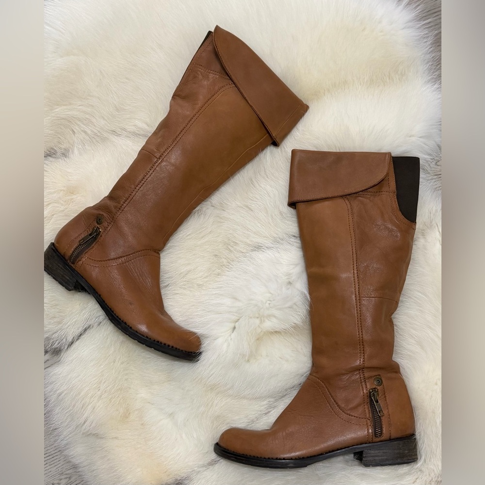 Steven By Steve Madden Tan Full Leather Over the Knee Riding Boots Size 8 - EUC